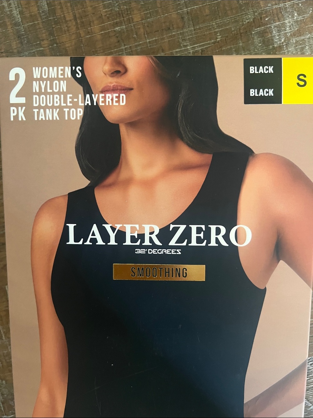 32 Degrees 2pack Small Women's Black Double-Layer Tank Top - Smoothing